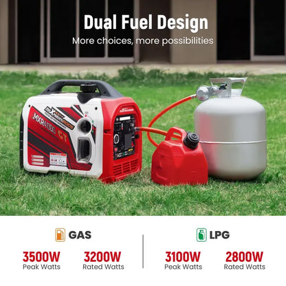 MXR4000GT Portable Inverter Generator Dual Fuel Design